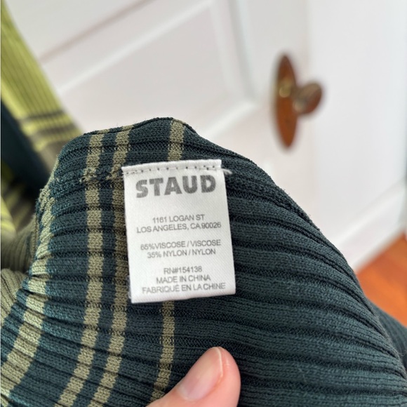 STAUD Shoko midi sweater dress in Pine Forest green stripe - Picture 7 of 7